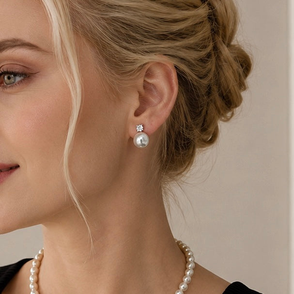 10mm White Pearl Stud Earrings